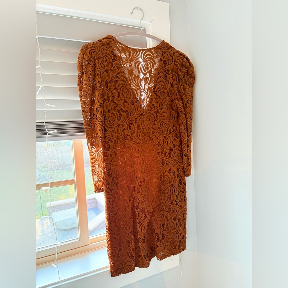 Elegant Lace Dress in Rich Brown